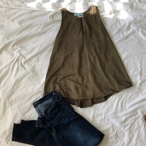 Green suede top